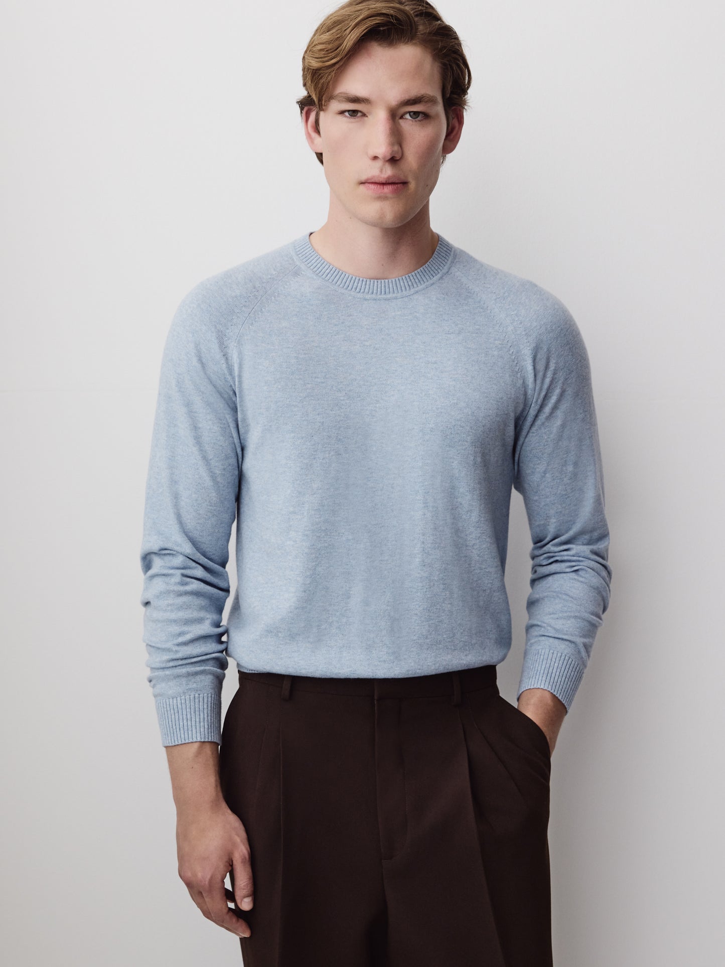 Men's Knit Crewneck Sweater Cotton Blend