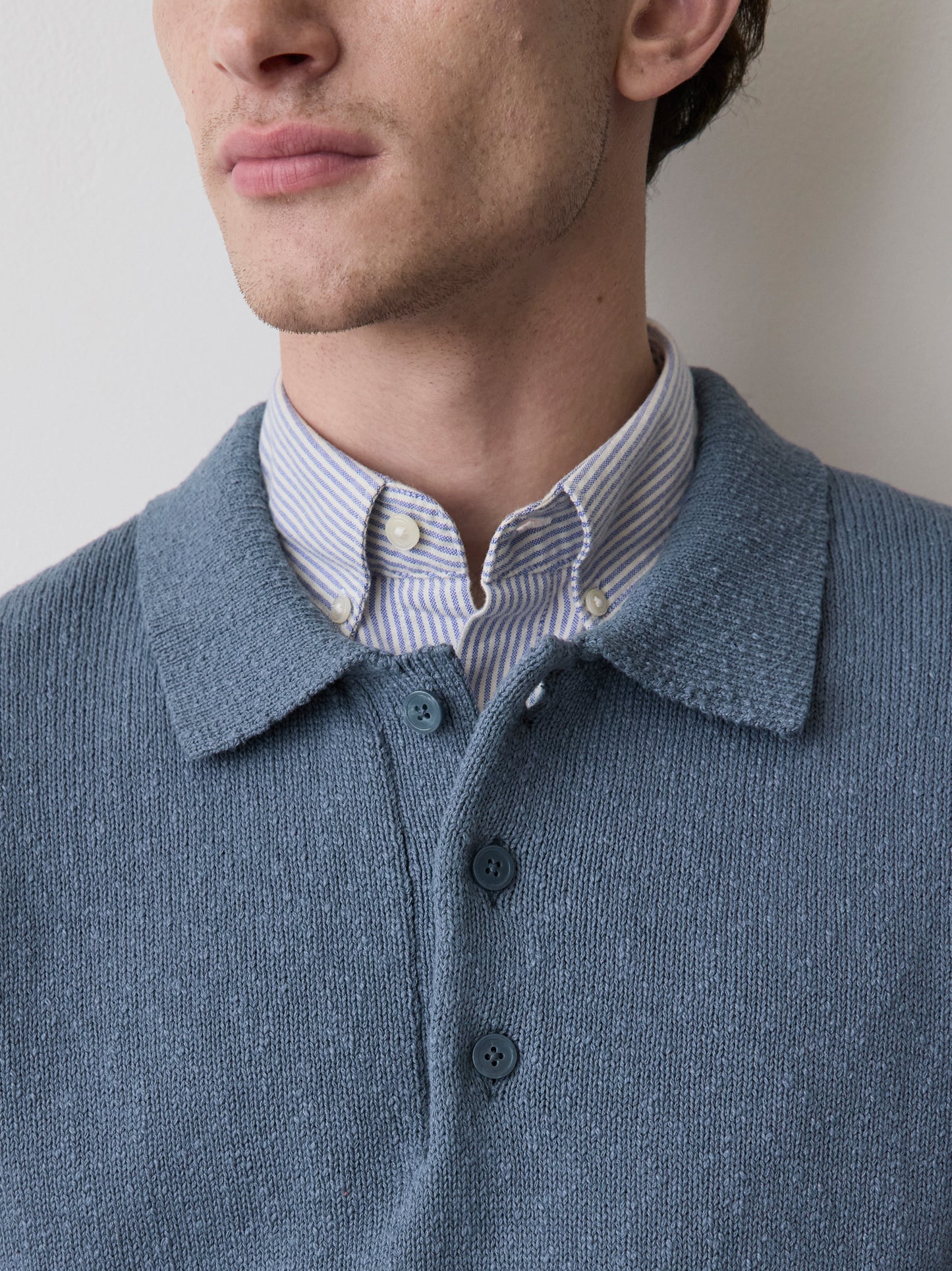 Pull Polo Bouclé à Manches Longues 