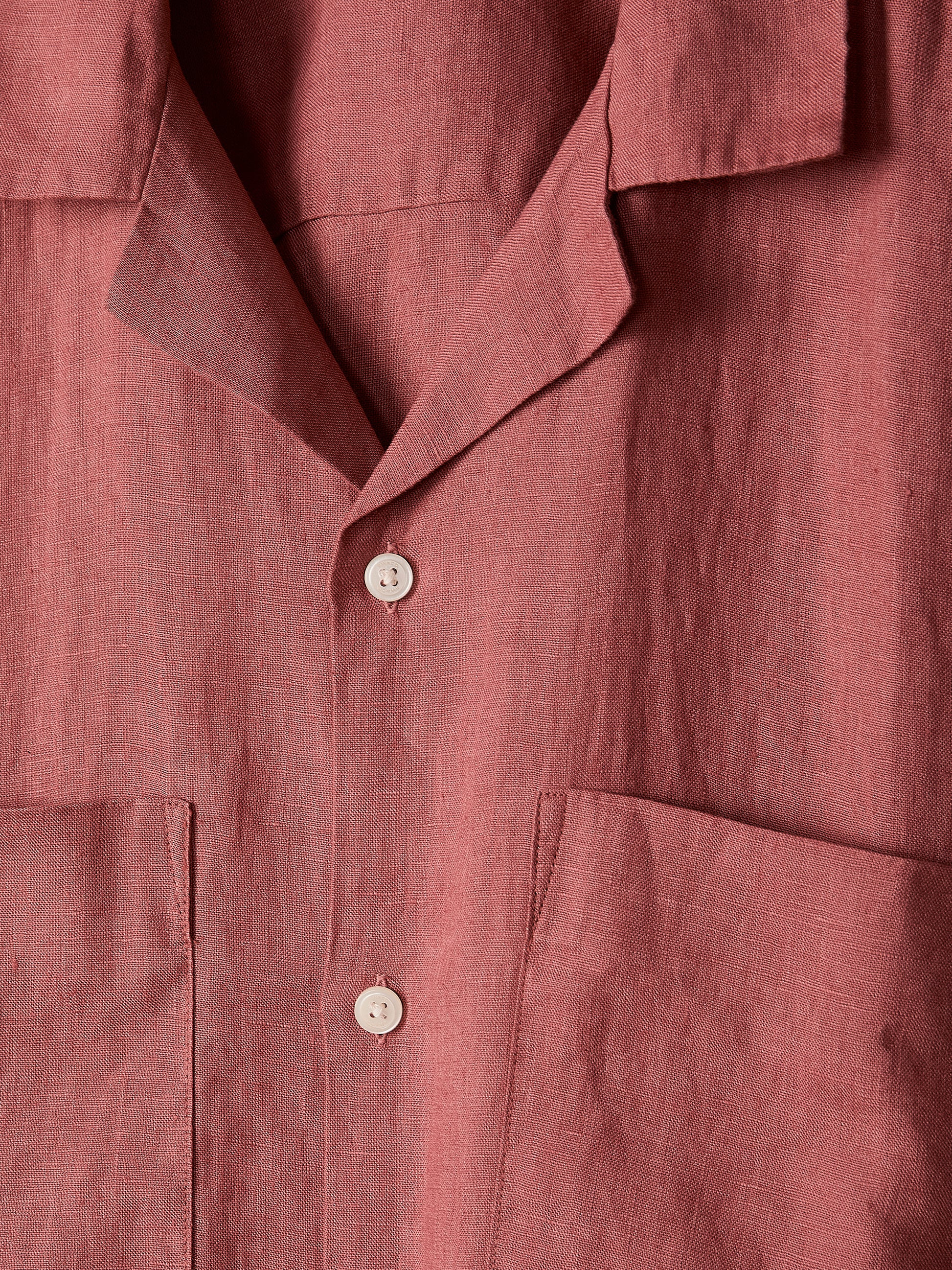 Short-Sleeve Linen Shirt with Camp Collar