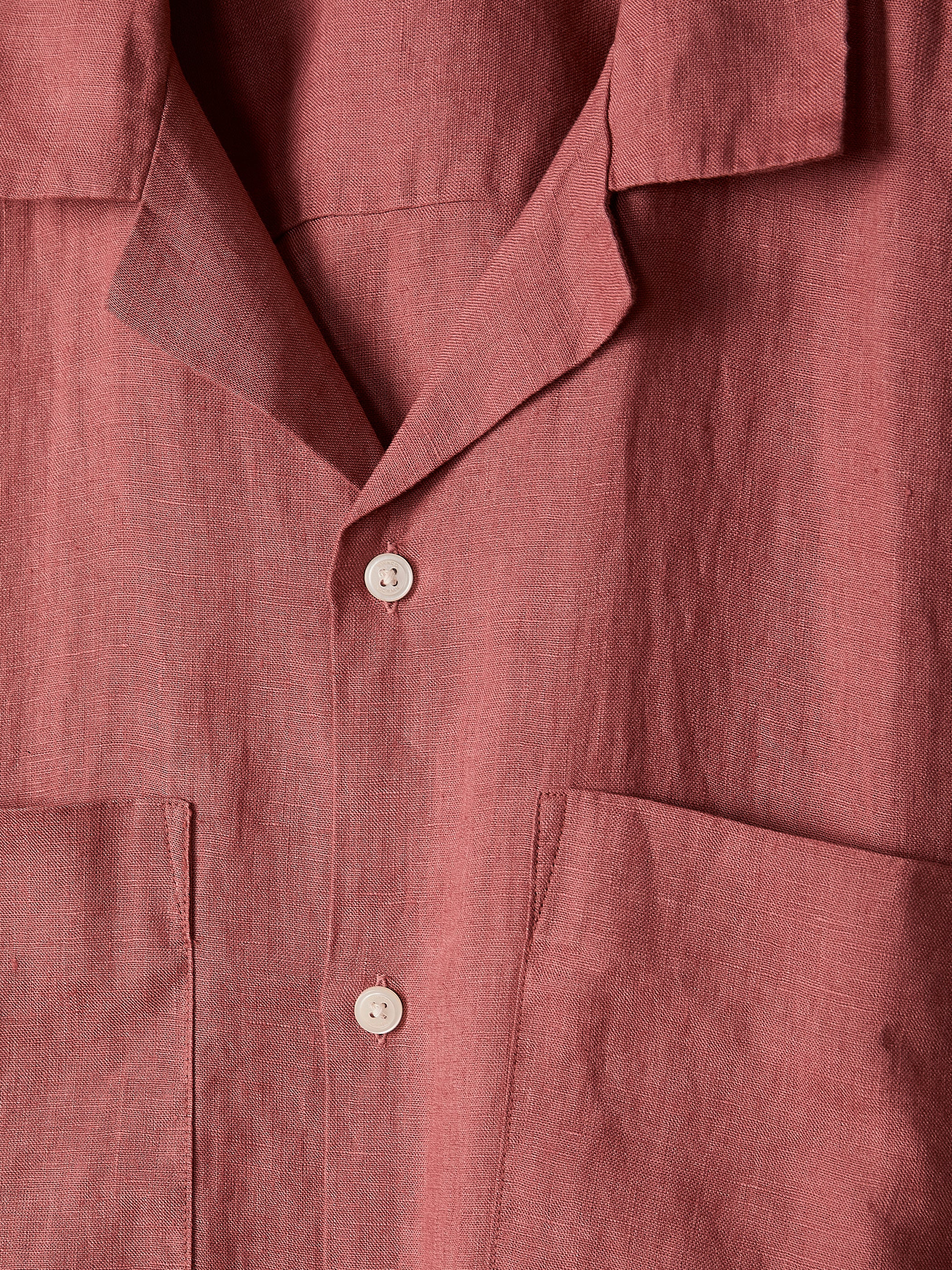 Short-Sleeve Linen Shirt with Camp Collar
