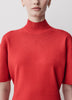 Short-Sleeve Mock-Neck Mini Sweater Dress