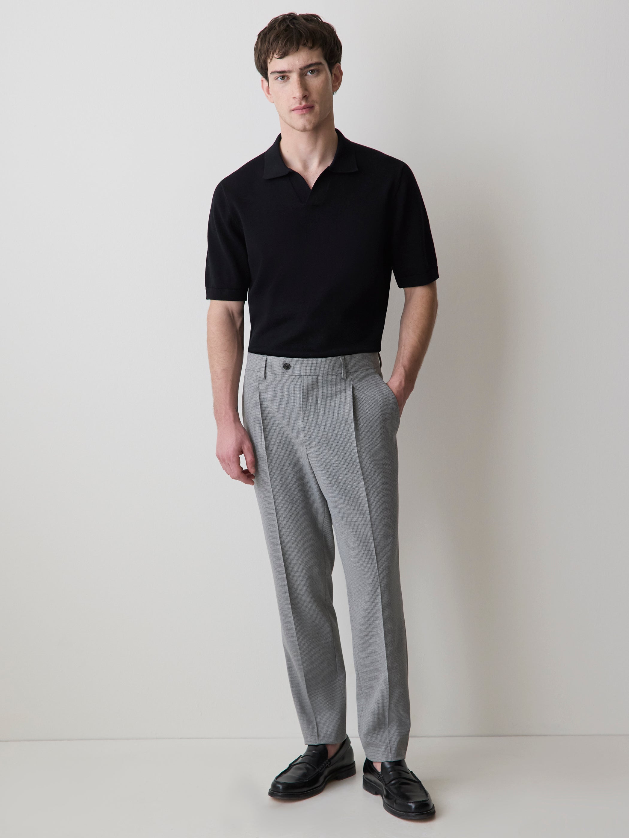 Tapered-Leg Pleated Dress Pant