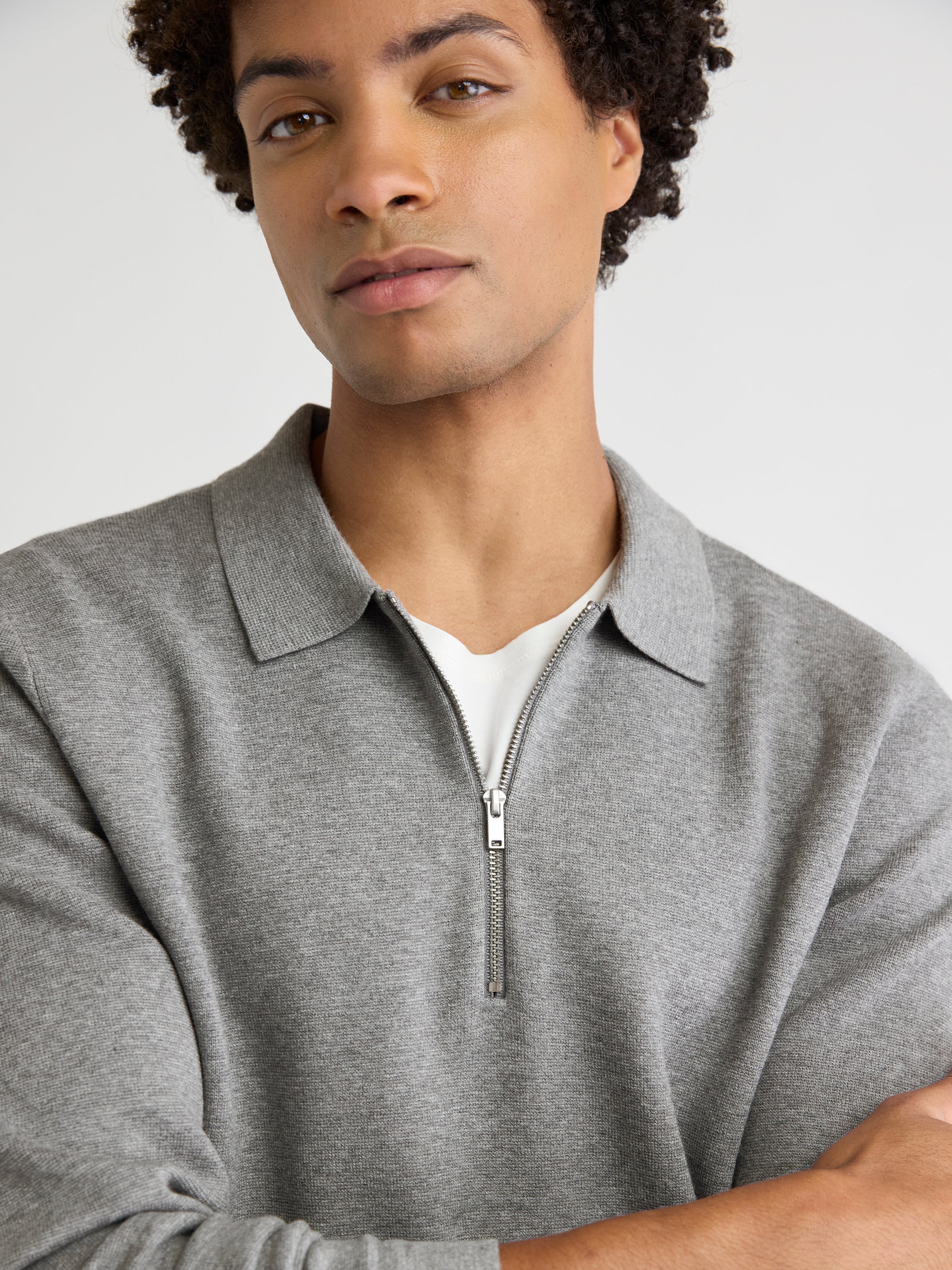 Long-Sleeve Half-Zip Polo Sweater