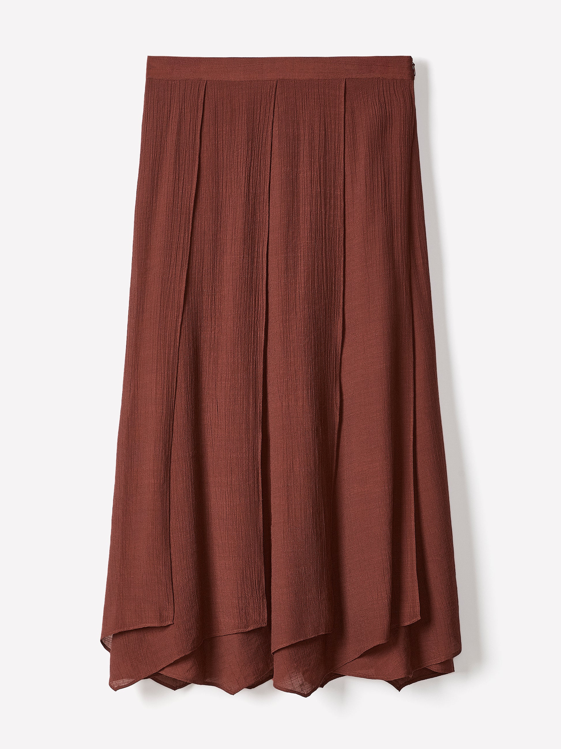 Mid-Rise Flare Midi Skirt
