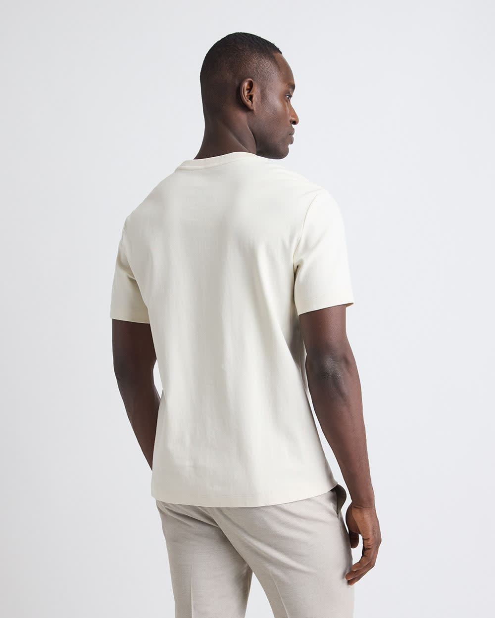 Refined Solid Interlock Cotton Crew-Neck Tee