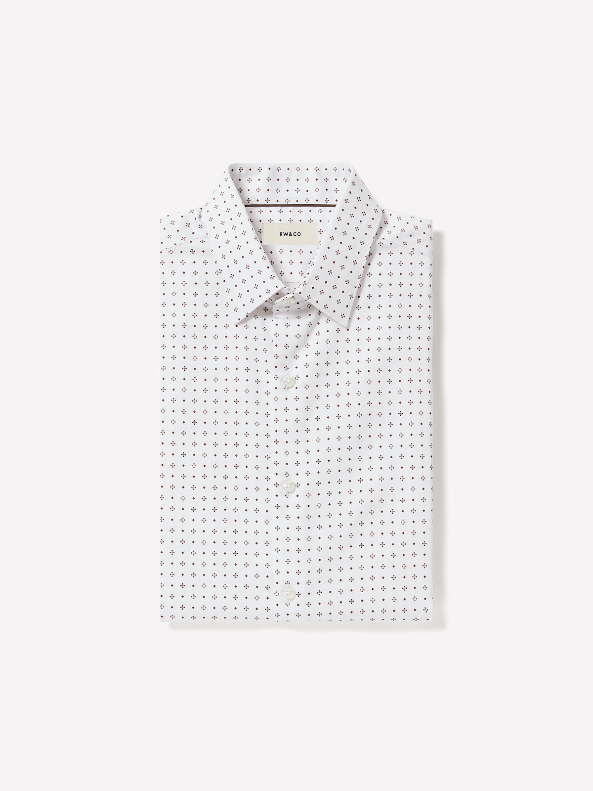Slim Fit Cotton Shirt Brown Micro Geo