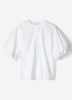 Woven Cotton Blend Balloon Sleeve Blouse