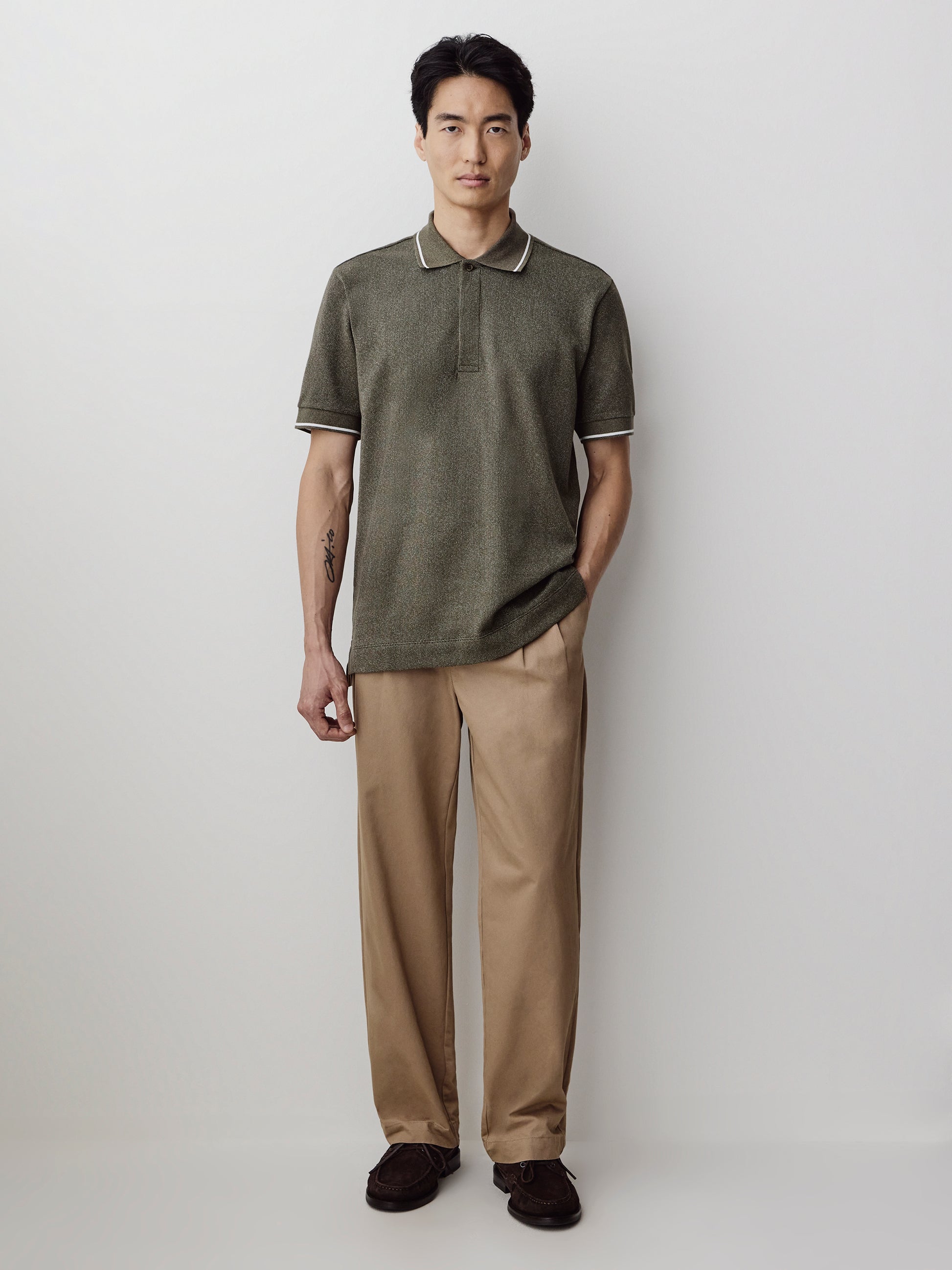Men's Knit Polo Shirt Tailored Collar