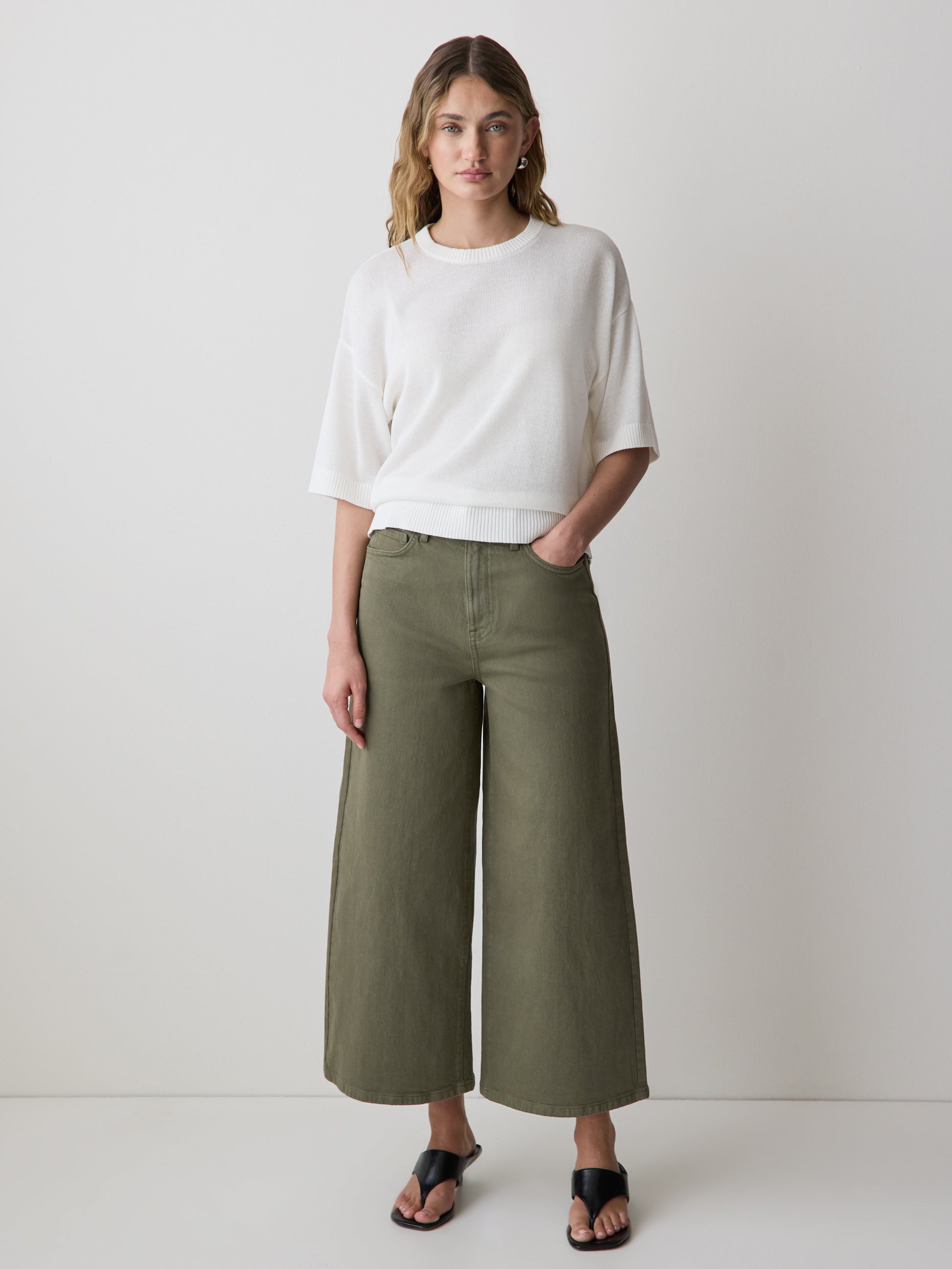 High-Rise Wide-Leg Cropped Jeans