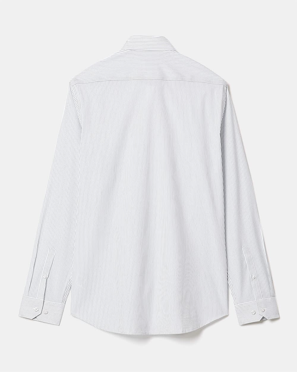 White Tailored Fit Dress Shirt with Blue Stripes