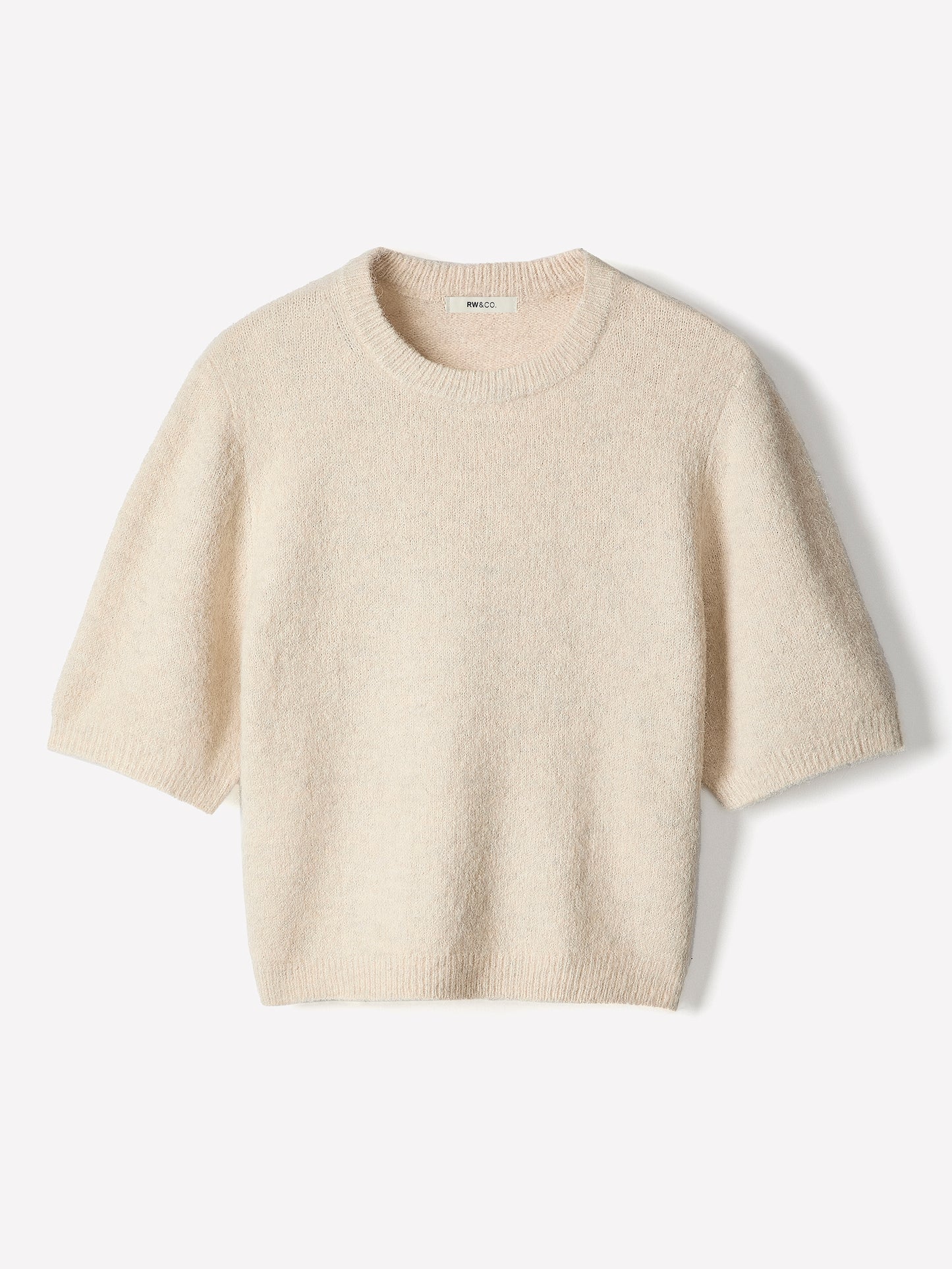 Knit Sweater Striped Hairy Short Sleeve