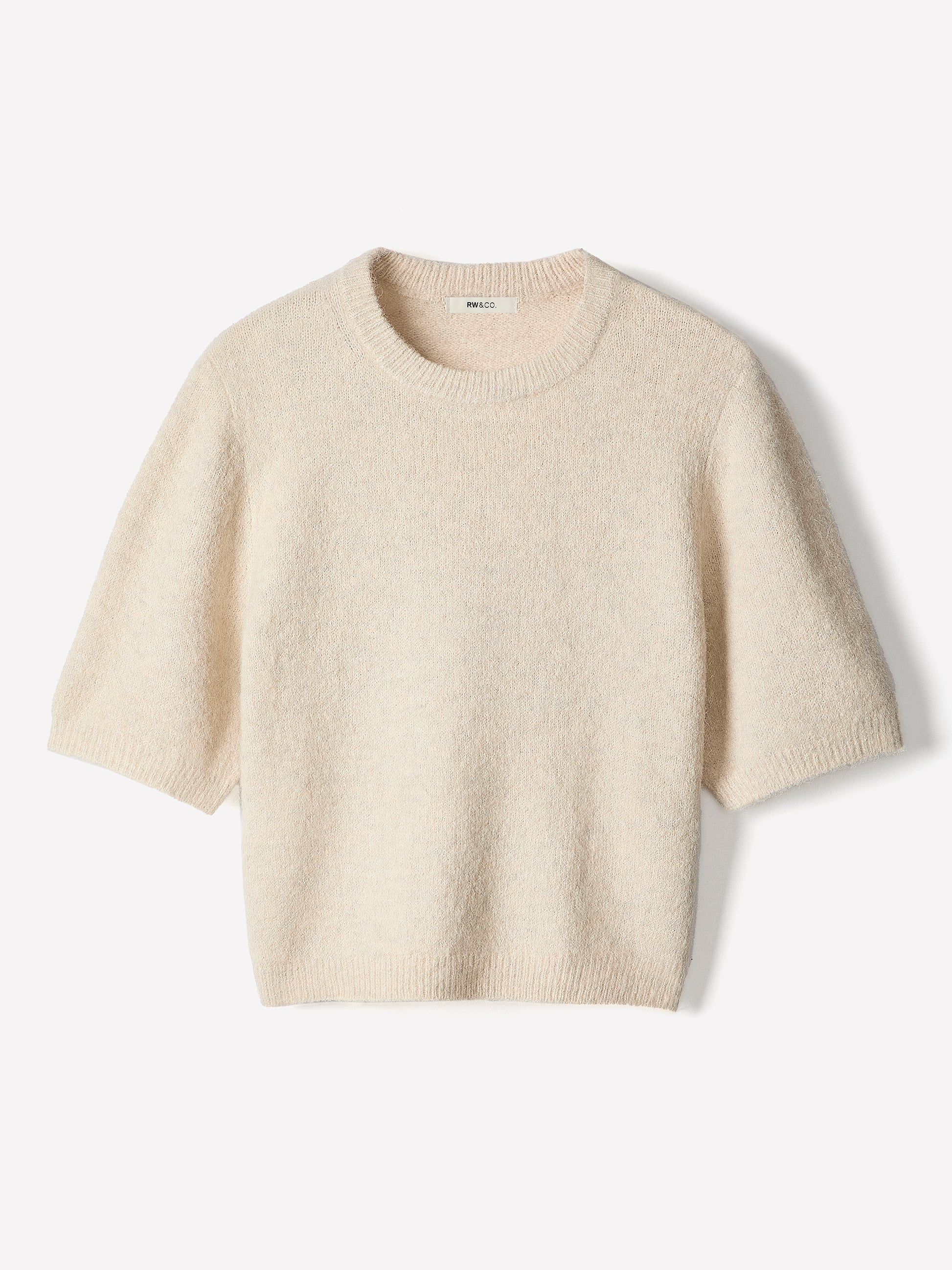 Knit Sweater Striped Hairy Short Sleeve