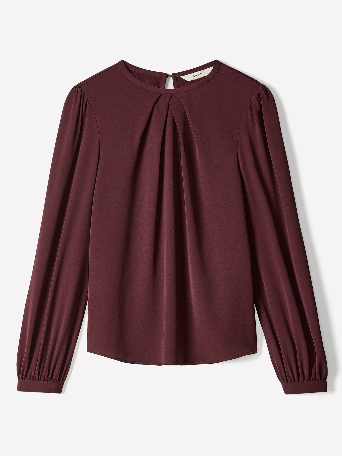Woven Popover Blouse, Luxe Crepe, Long Sleeve