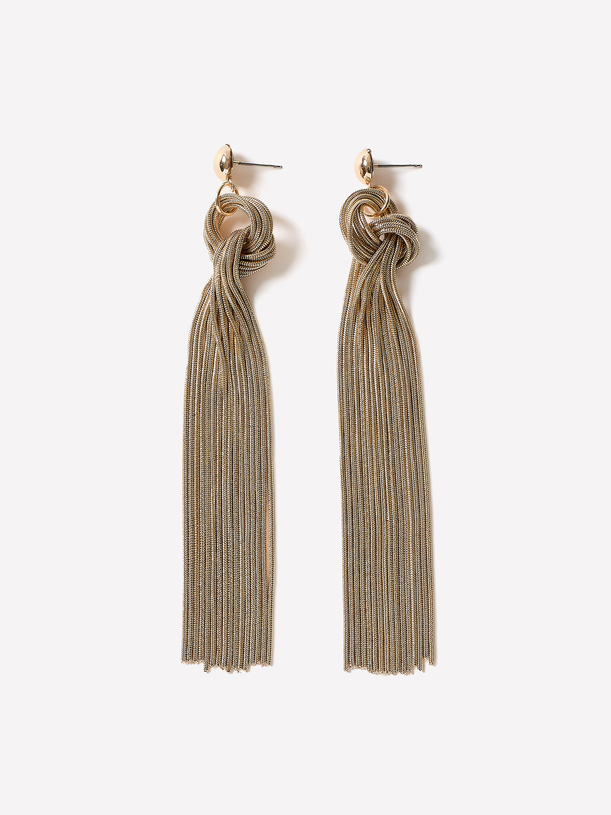 Chandelier Earrings Long Knotted Metal Design