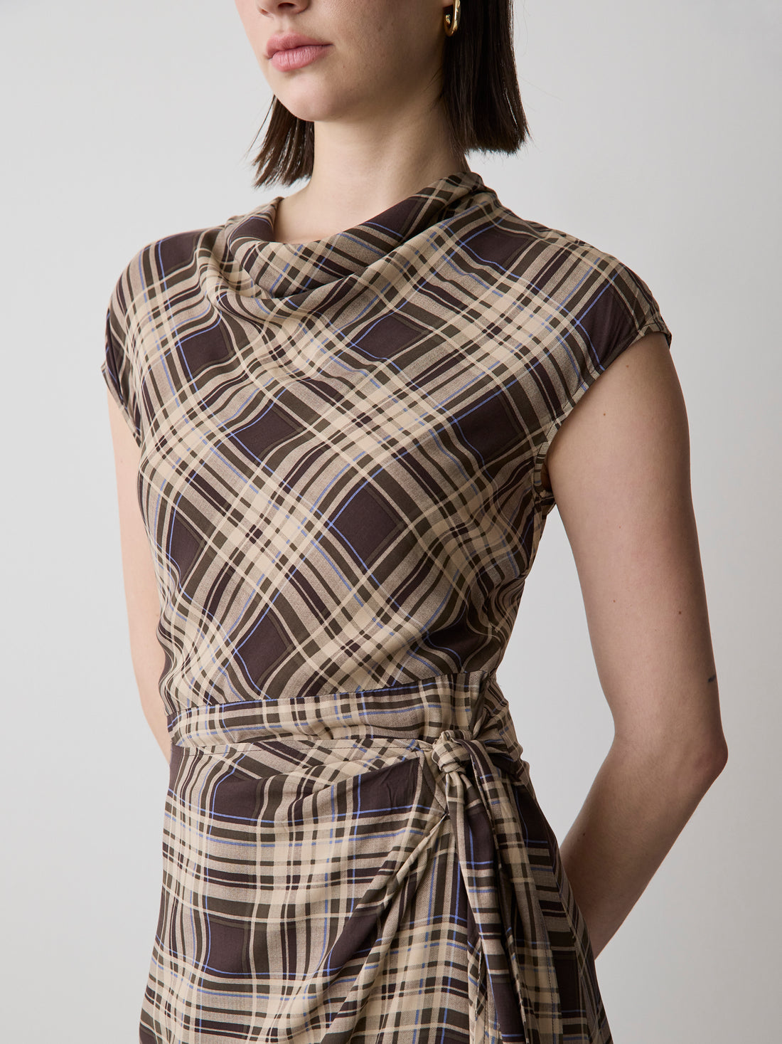 knee length dresses for ladies MEREDITH || COWL NECK LONG SLEEVE MATERNITY MIDI DRESS