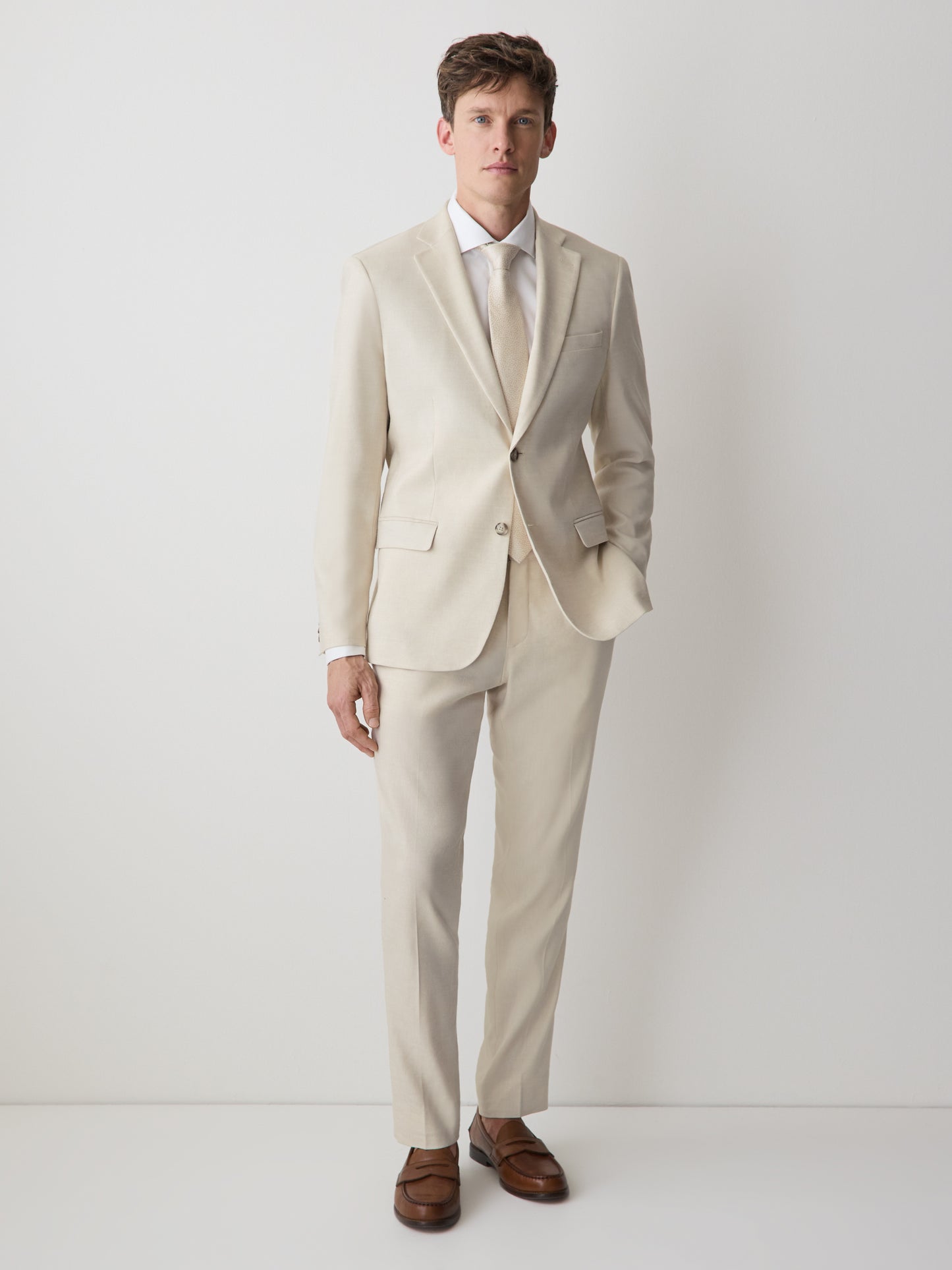 Slim Fit Stretch Linen Blazer