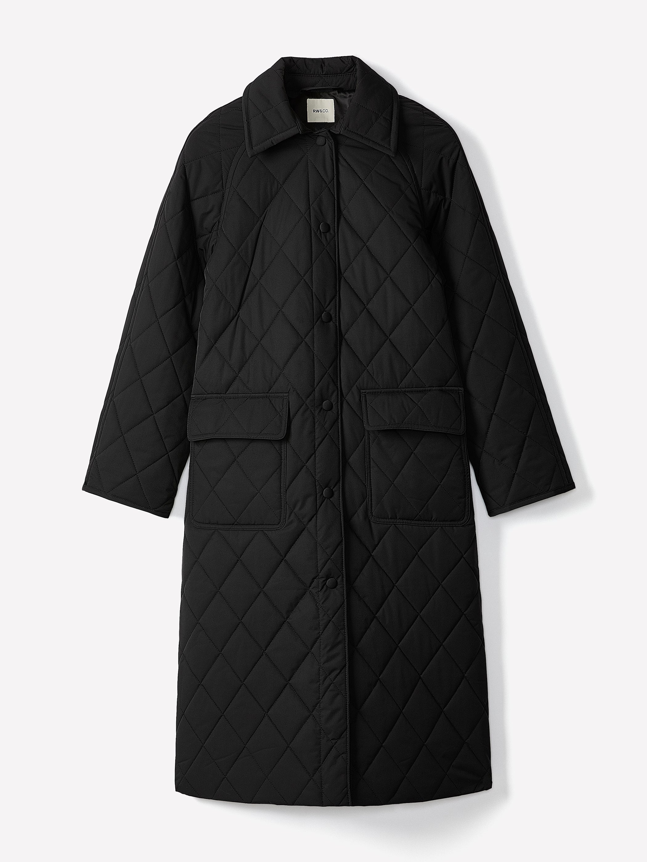 Women's Quilted Classic Fit Trench Coat with Shirt Collar – RW&CO