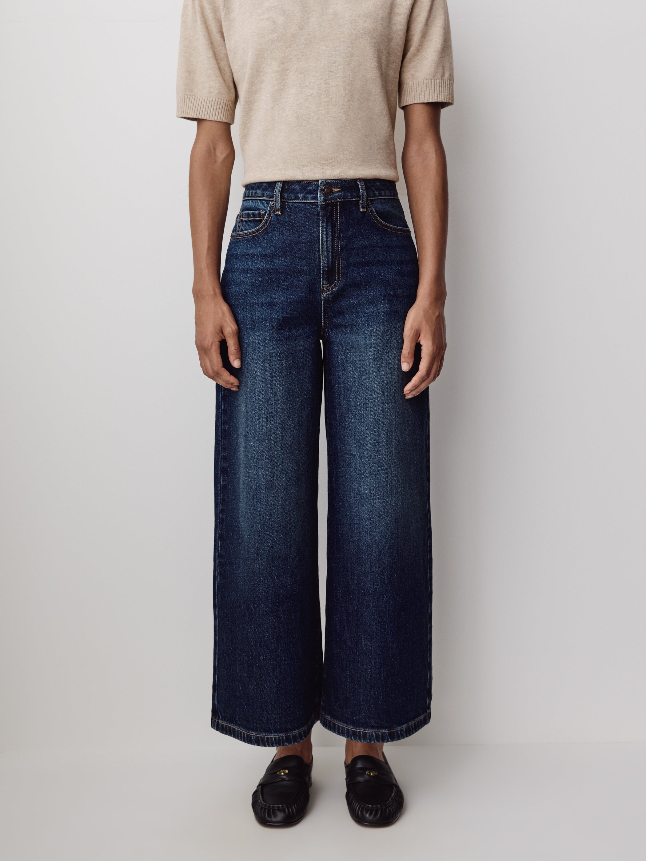 High-Rise Wide-Leg Cropped Jeans