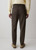 Linen-Blend Tapered-Leg Pleated Pant