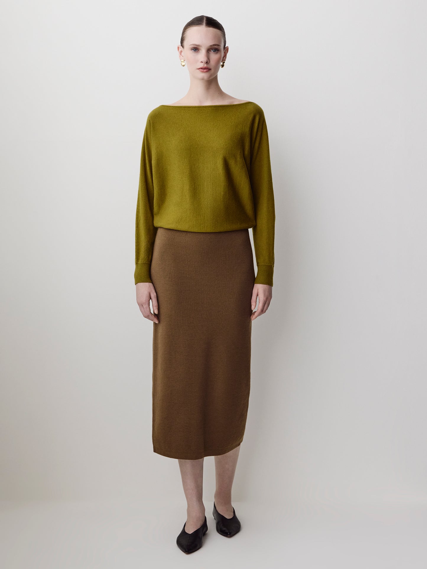 Off Shoulder Knit Sweater 100% Merino Wool