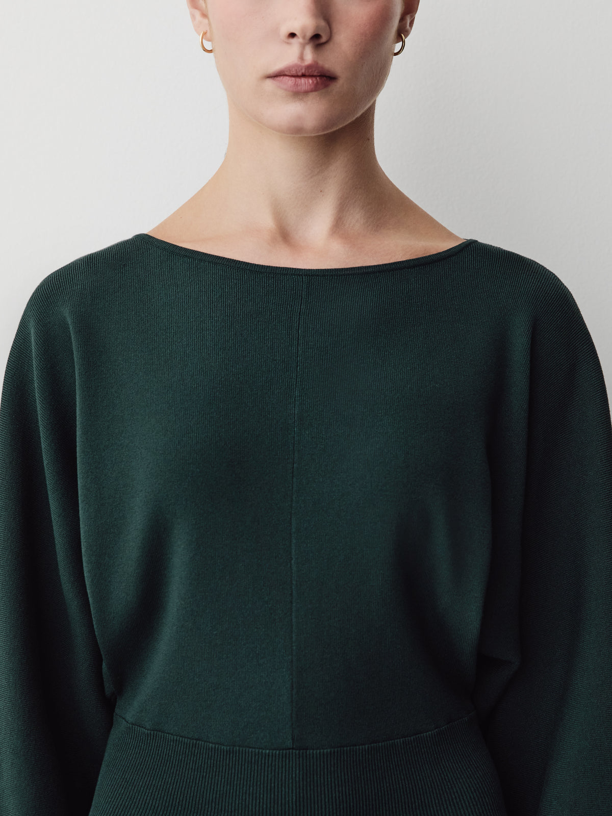 Knit Batwing Sleeve Flare Midi Dress
