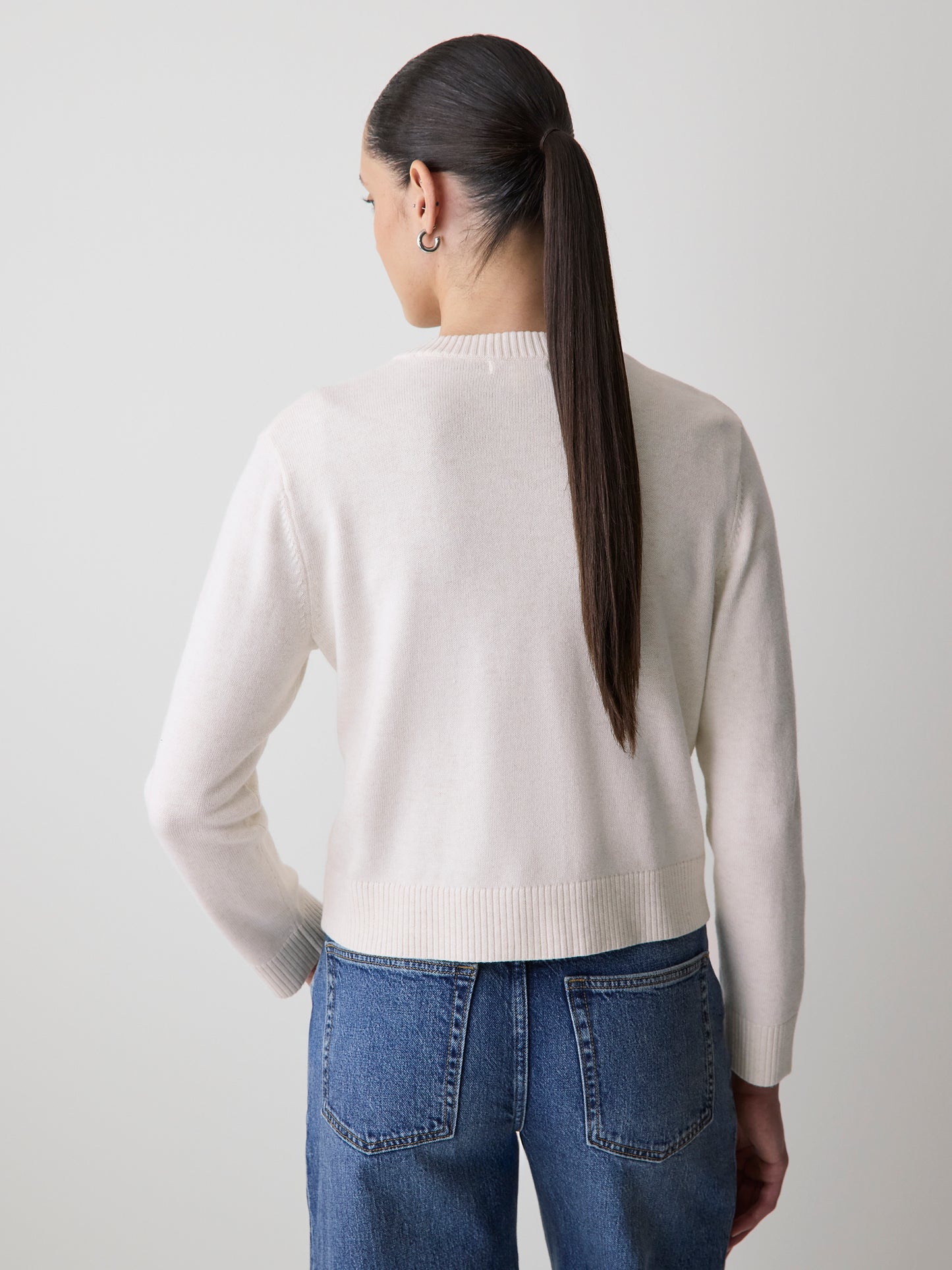 Wool-Blend Long-Sleeve Crew-Neck Cardigan