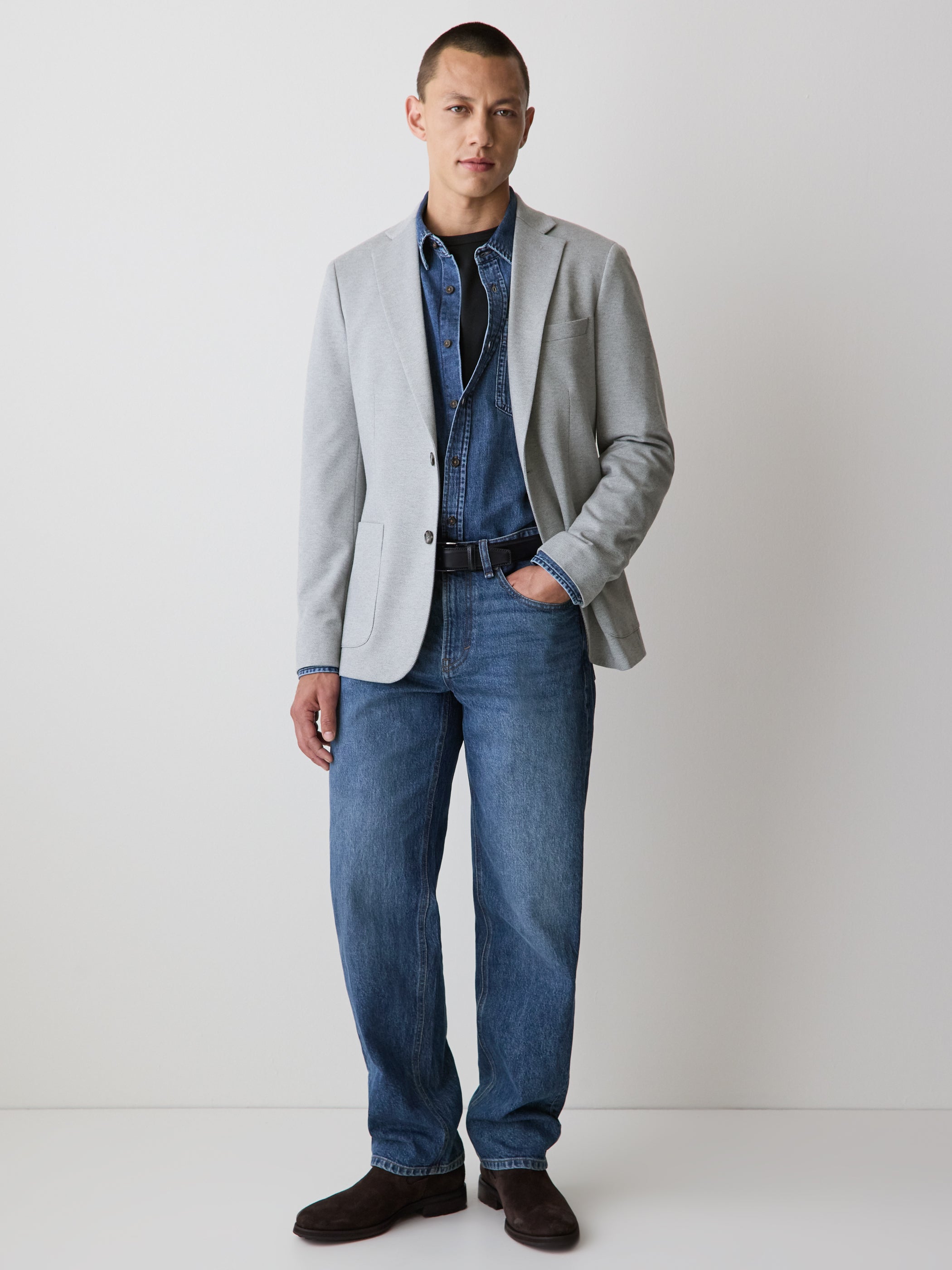 Slim-Fit Knit Blazer