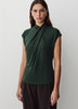 Extended-Sleeve Top with Crossover Draped Mock Neckline