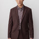 Slim Fit Woven Blazer in Burgundy