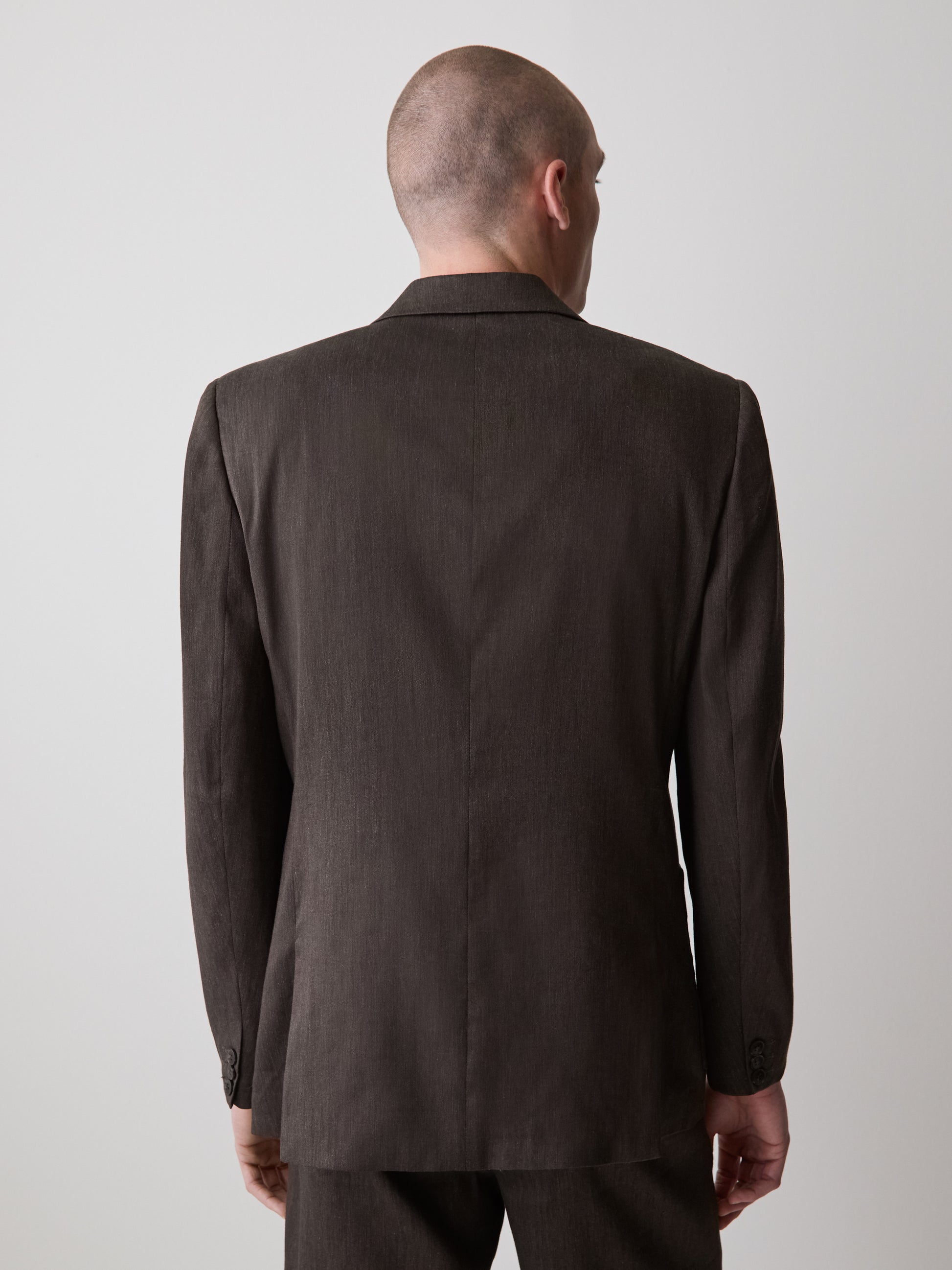 Slim-Fit Brown Linen-Blend Blazer