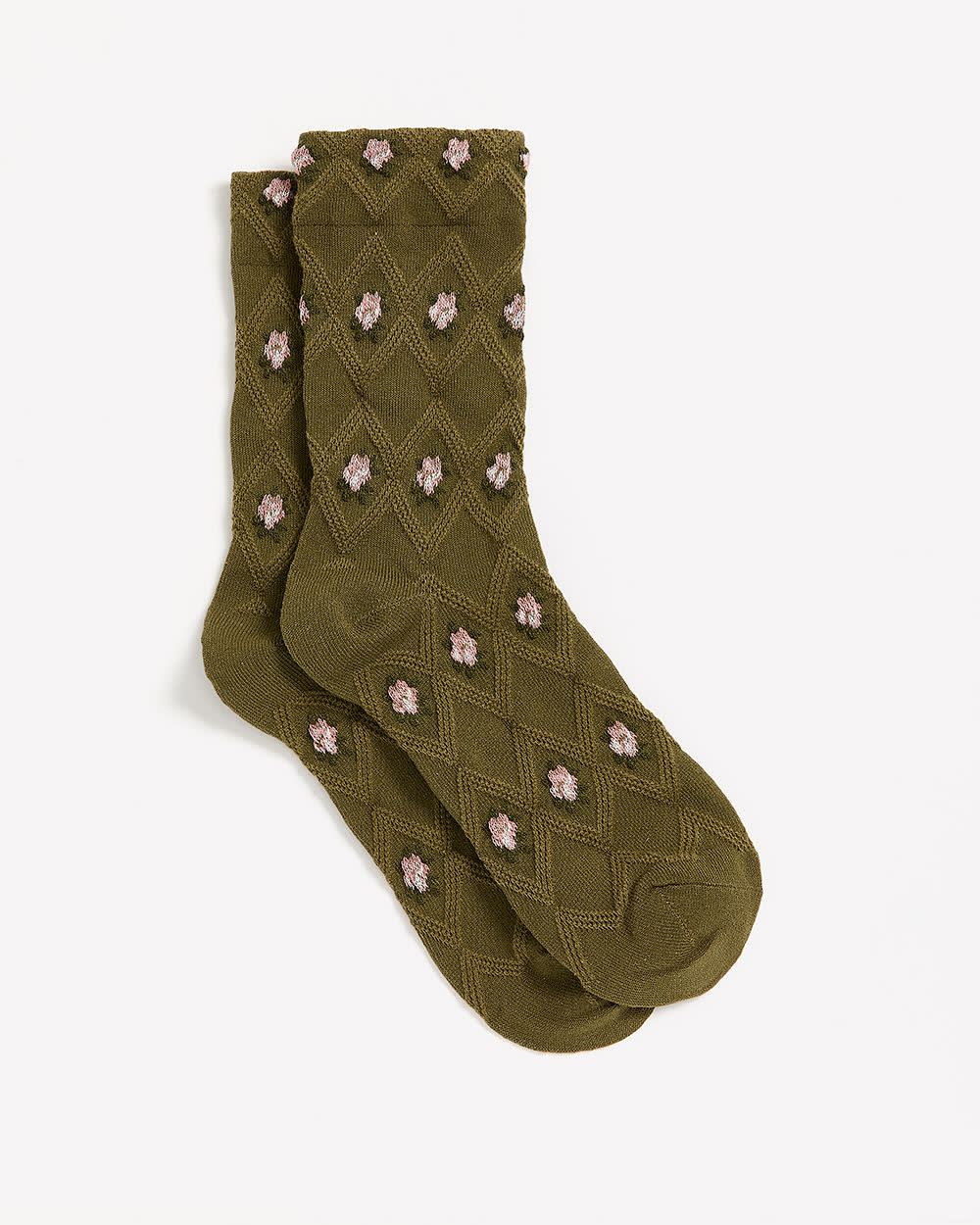 Crew Socks with Floral Pattern