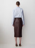 Woven High Rise Stretch PU Coated Skirt