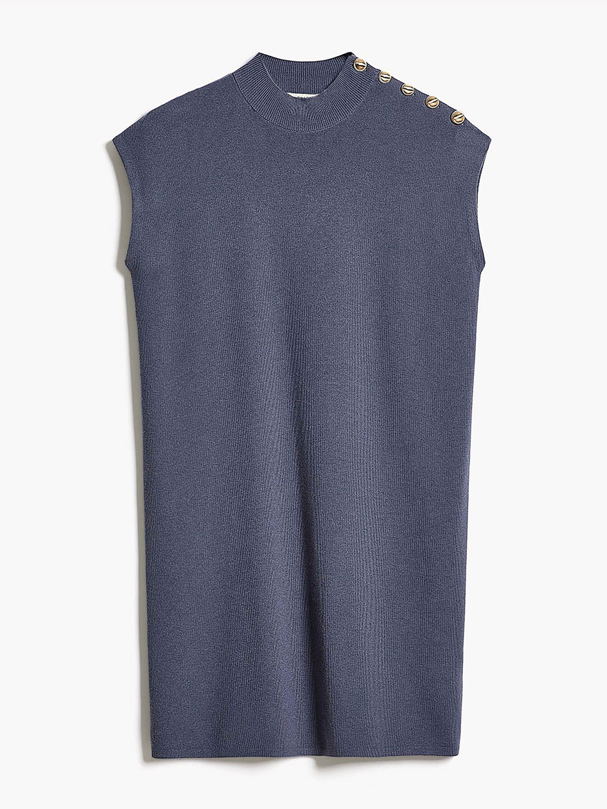 Mini-Robe à Manches Courtes et Col Montant avec Boutons sur l'Épaule