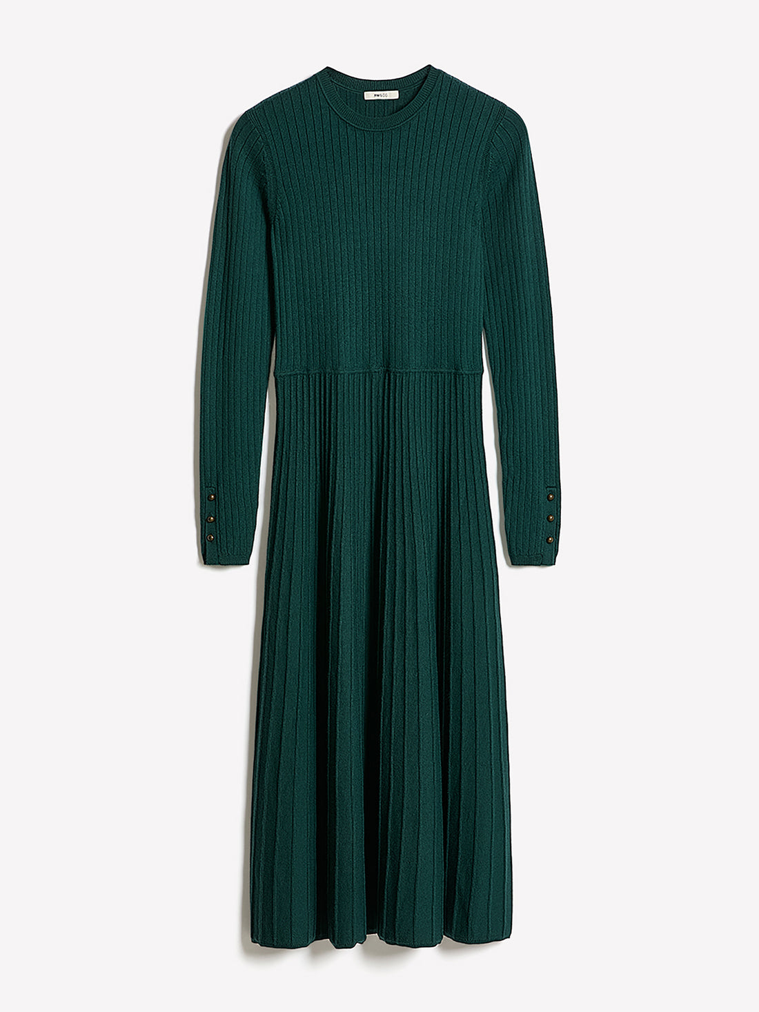 Long-Sleeve Ribbed Midi Sweater Dress