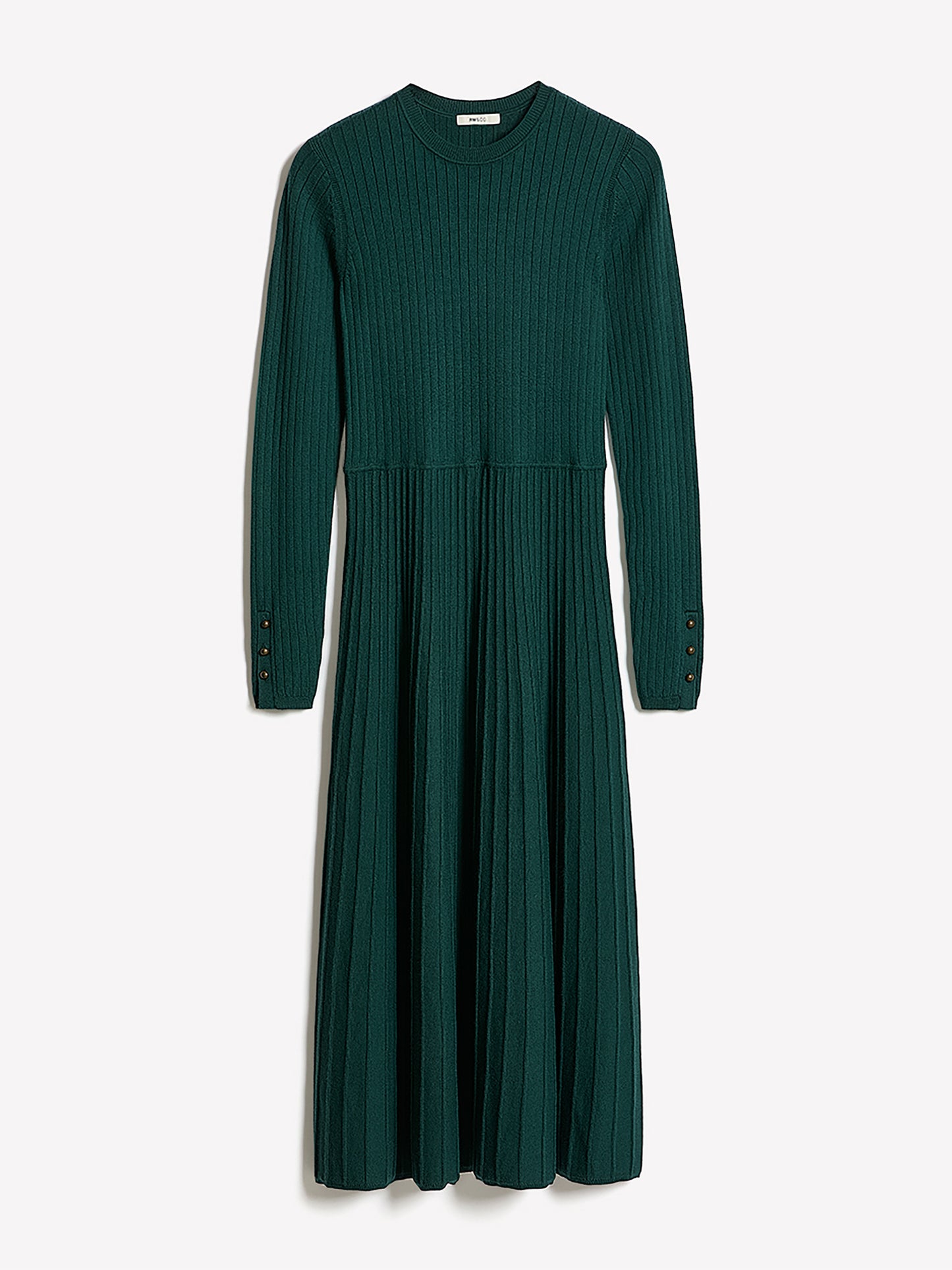 Long-Sleeve Ribbed Midi Sweater Dress