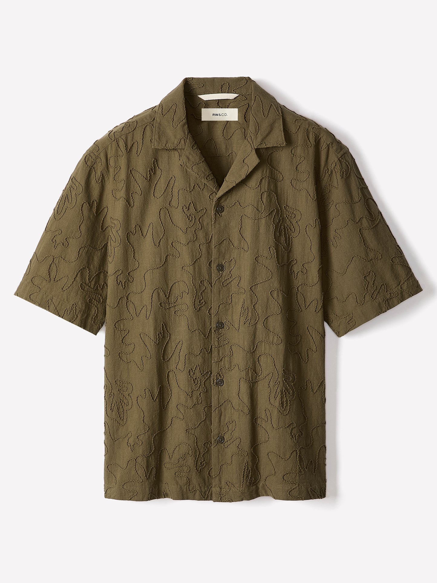 Short-Sleeve Camp-Collar Shirt with Embroidered Details