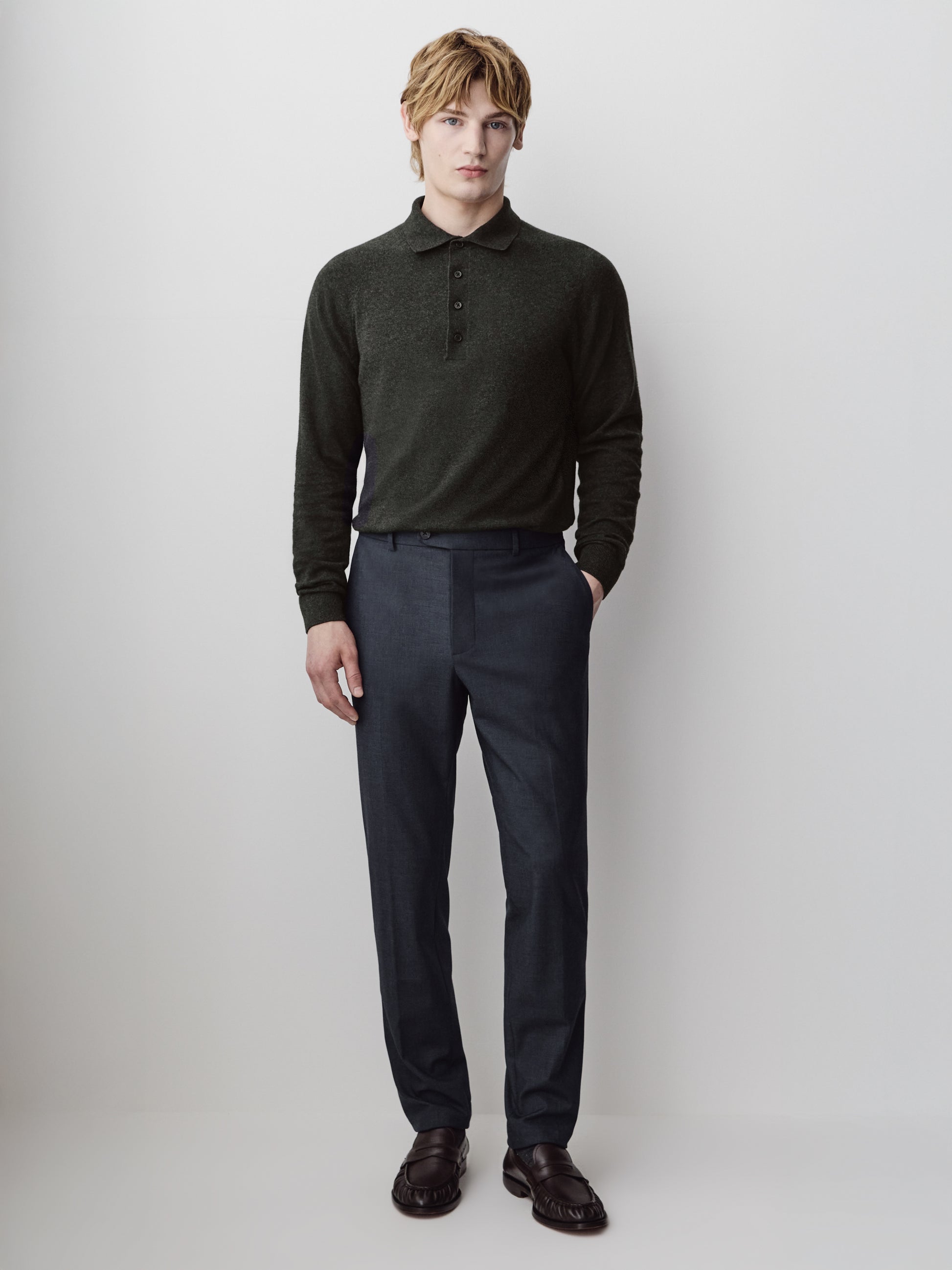 Slim-Leg Wool-Blend Pant