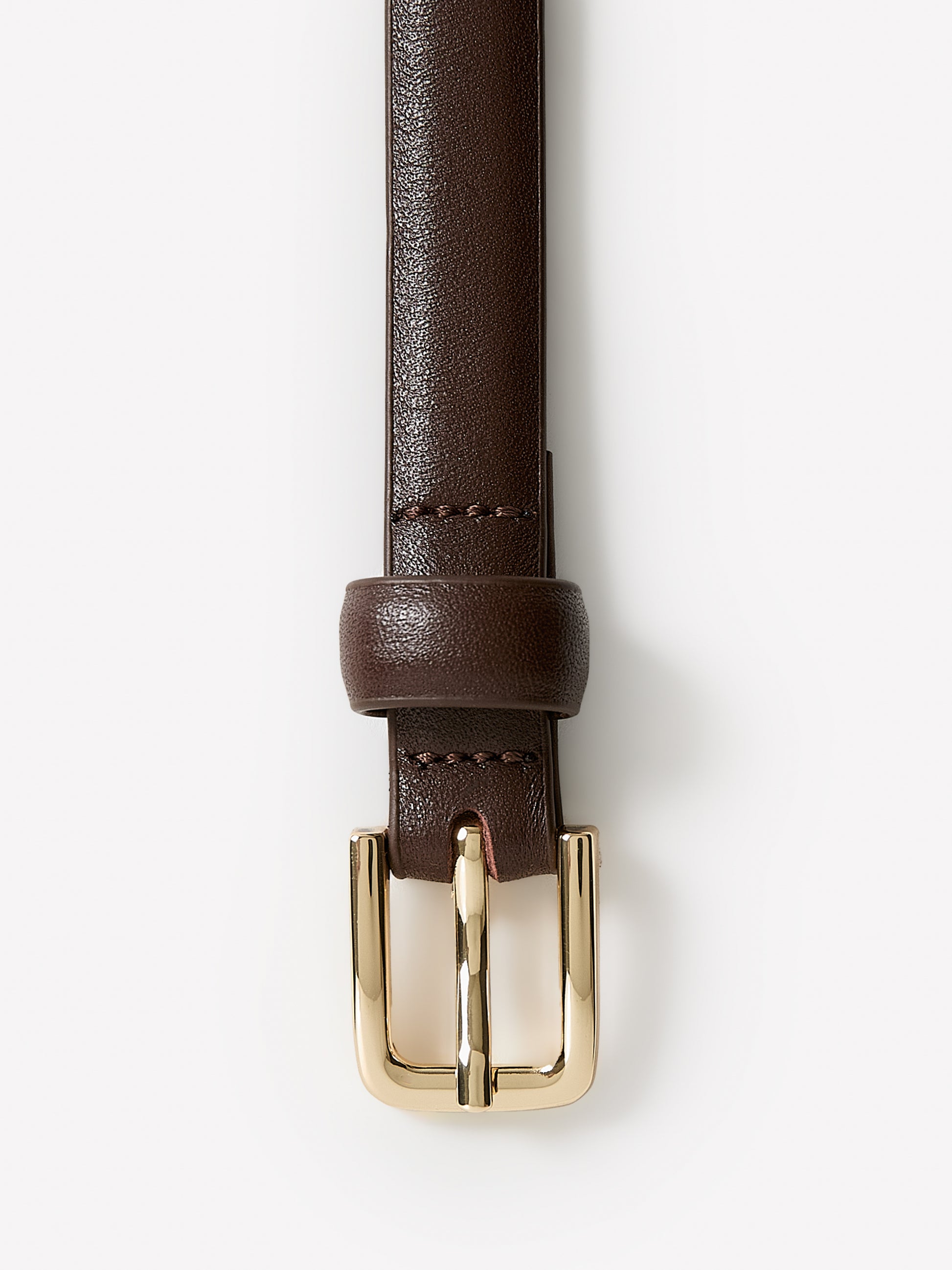 Slim Leather Belt with Square Buckle
