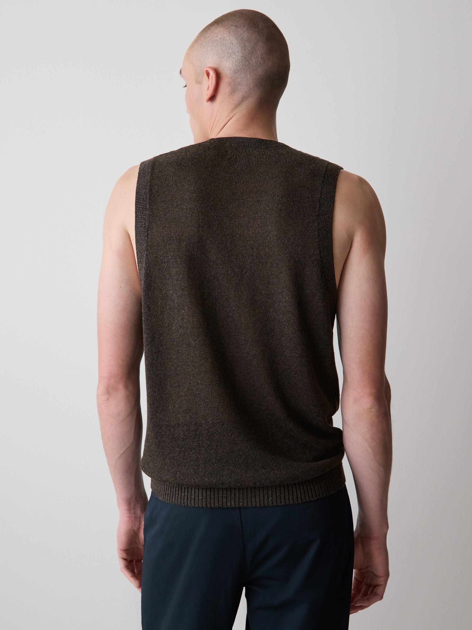 Linen-Blend Sleeveless Crew-Neck Sweater