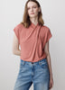 Extended-Sleeve Top with Crossover Draped Mock Neckline