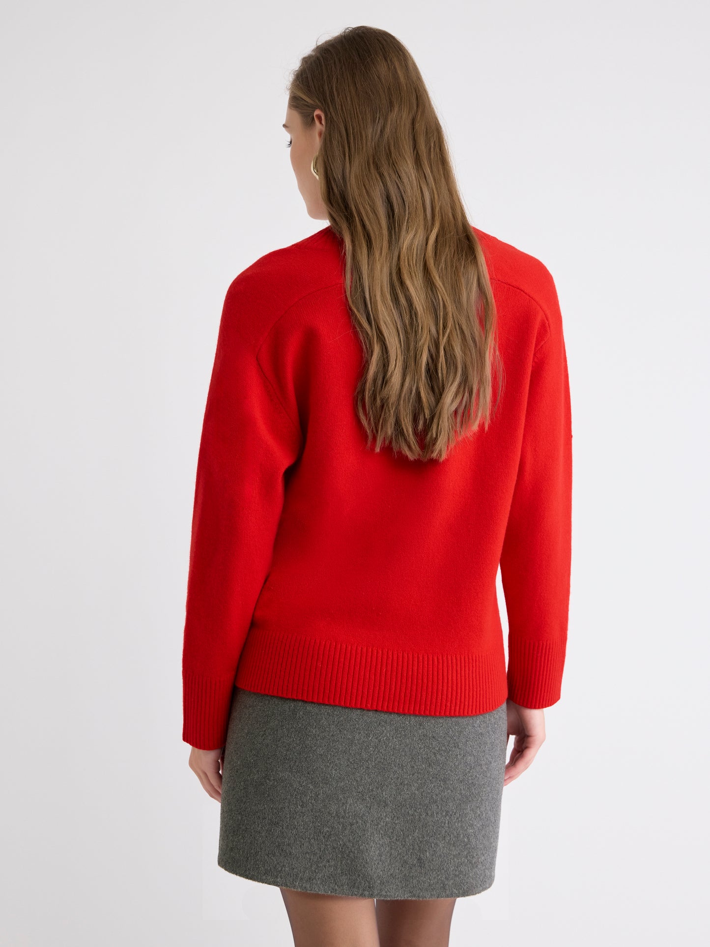 Long-Sleeve V-Neck Merino-Blend Sweater