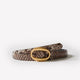 Leather Skinny Belt With Oval Buckle