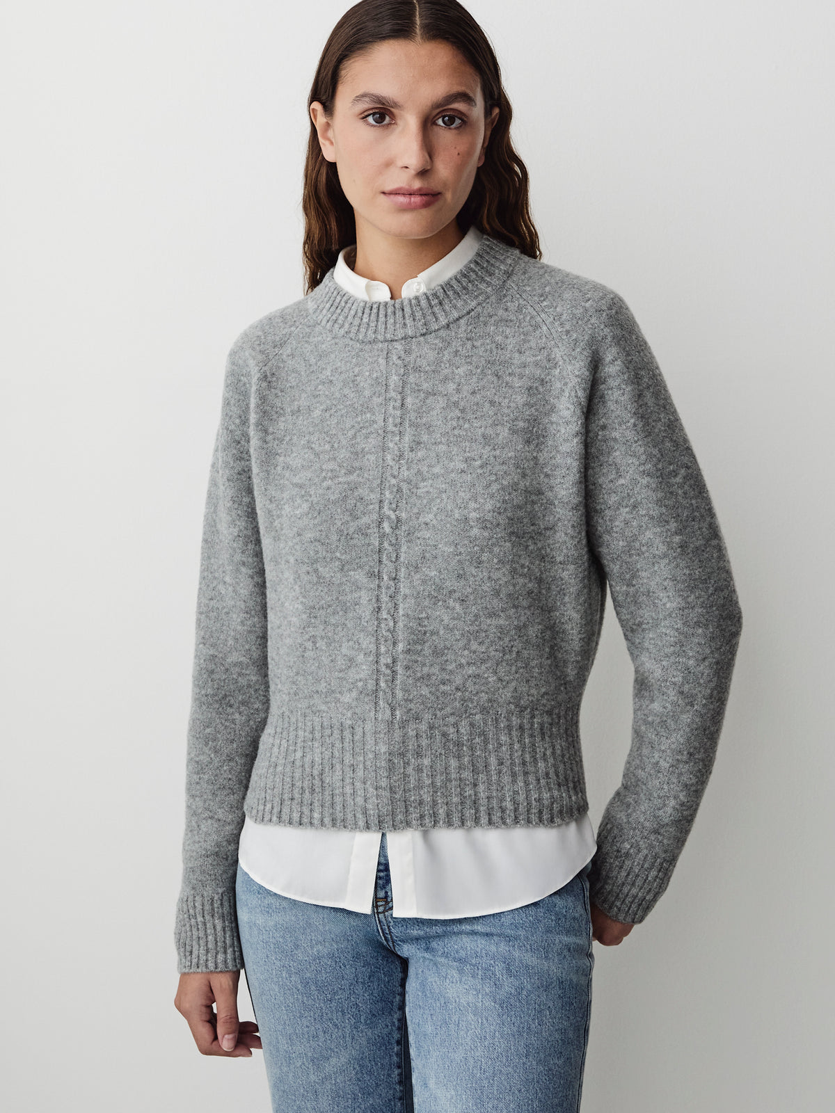 Long-Sleeve Crew-Neck Spongy Pullover