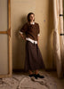 Woven Plaid Draped Maxi Skirt