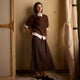 Woven Plaid Draped Maxi Skirt