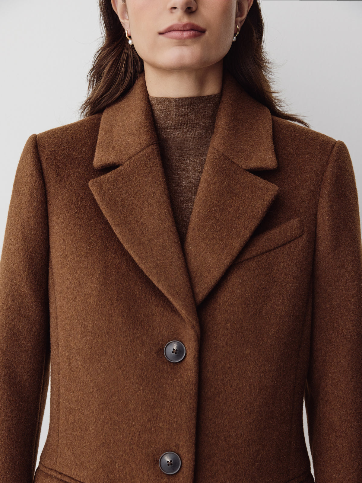 Classic Wool-Blend Three-Button Coat