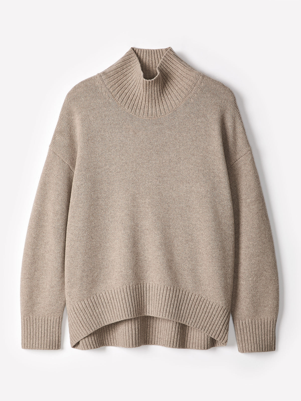 Long-Sleeve Mock-Neck Merino-Blend Sweater