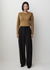 Long-Sleeve Crew-Neck Merino-Wool Sweater with Shoulder Pads