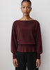 Ladies Knit Sweater Cinched Waist Boat Neck Cotton Blend