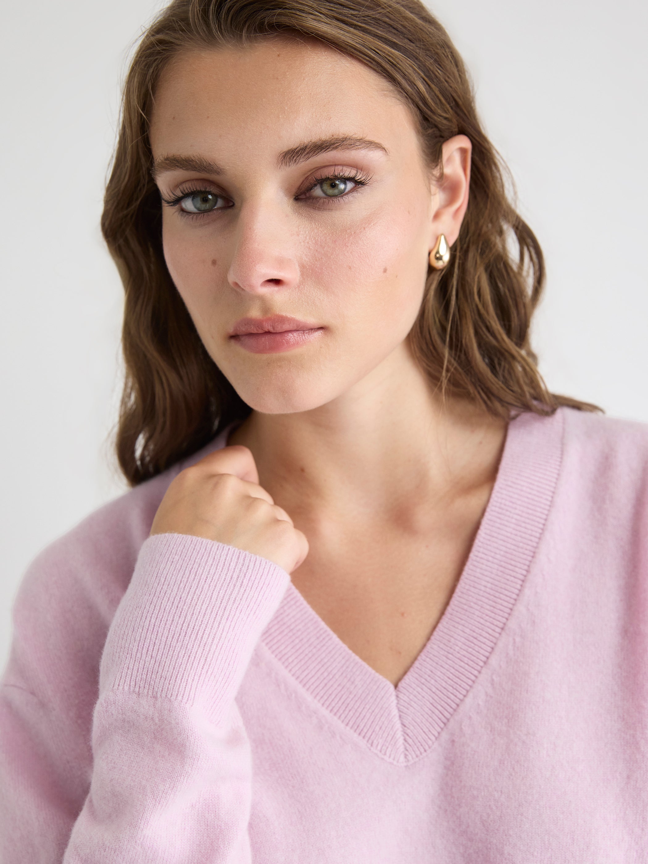 Merino Wool V-Neck Drop Shoulder Sweater